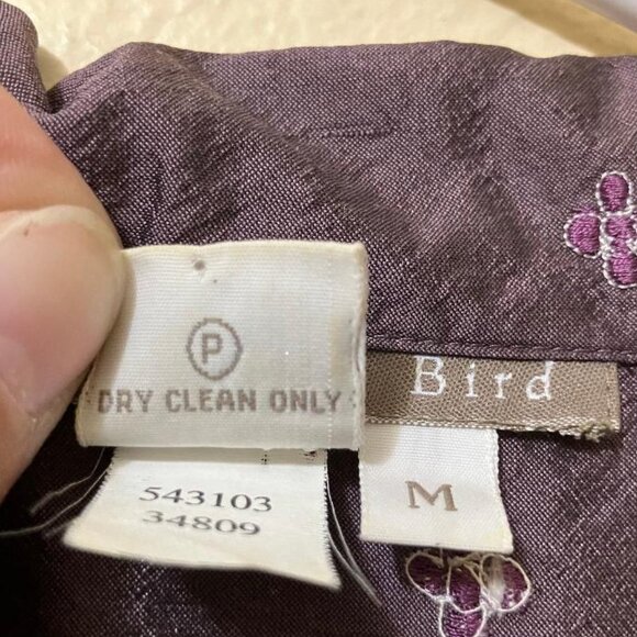 Isabella Bird Purple Floral Embroidered Long Sleeve Button Up Silk Shirt Medium - Picture 6 of 6